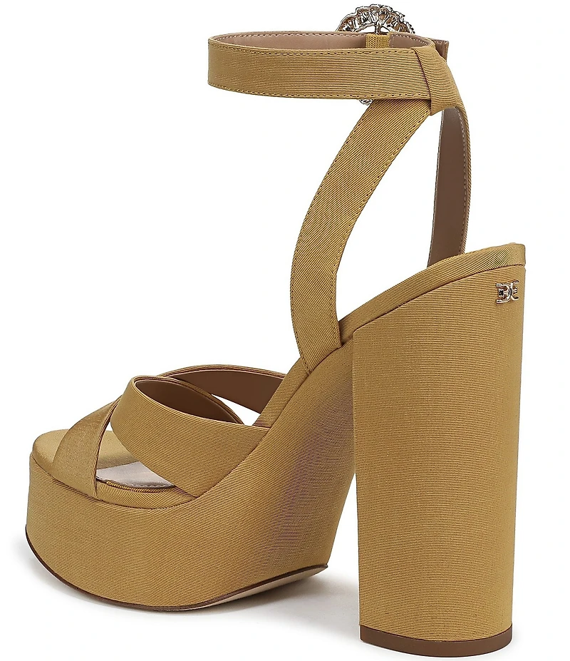 Sam Edelman Savannah Glow Silk Fabric Ankle Strap Platform Dress Sandals