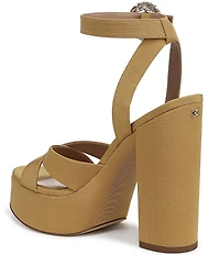 Sam Edelman Savannah Glow Silk Fabric Ankle Strap Platform Dress Sandals