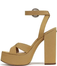 Sam Edelman Savannah Glow Silk Fabric Ankle Strap Platform Dress Sandals