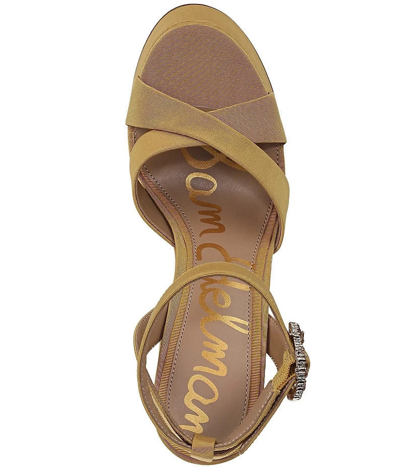 Sam Edelman Savannah Glow Silk Fabric Ankle Strap Platform Dress Sandals