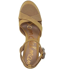 Sam Edelman Savannah Glow Silk Fabric Ankle Strap Platform Dress Sandals