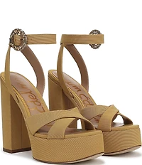 Sam Edelman Savannah Glow Silk Fabric Ankle Strap Platform Dress Sandals