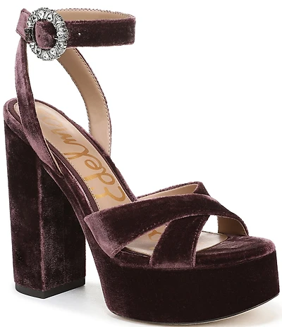 Sam Edelman Savannah Glow Velvet Ankle Strap Platform Dress Sandals