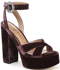 Sam Edelman Savannah Glow Velvet Ankle Strap Platform Dress Sandals