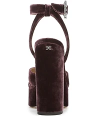 Sam Edelman Savannah Glow Velvet Ankle Strap Platform Dress Sandals