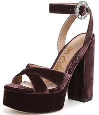 Sam Edelman Savannah Glow Velvet Ankle Strap Platform Dress Sandals