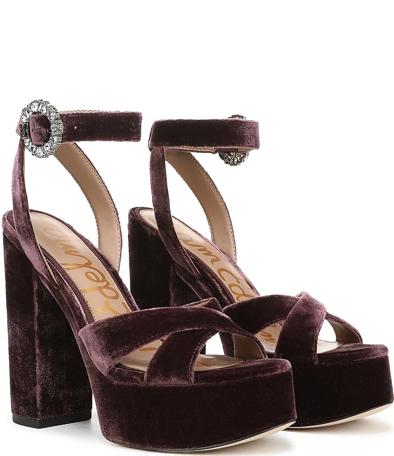 Sam Edelman Savannah Glow Velvet Ankle Strap Platform Dress Sandals