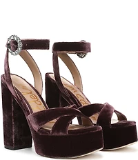 Sam Edelman Savannah Glow Velvet Ankle Strap Platform Dress Sandals