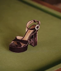 Sam Edelman Savannah Glow Velvet Ankle Strap Platform Dress Sandals