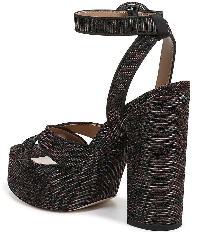 Sam Edelman Savannah Leopard Glitz Fabric Ankle Strap Platform Dress Sandals