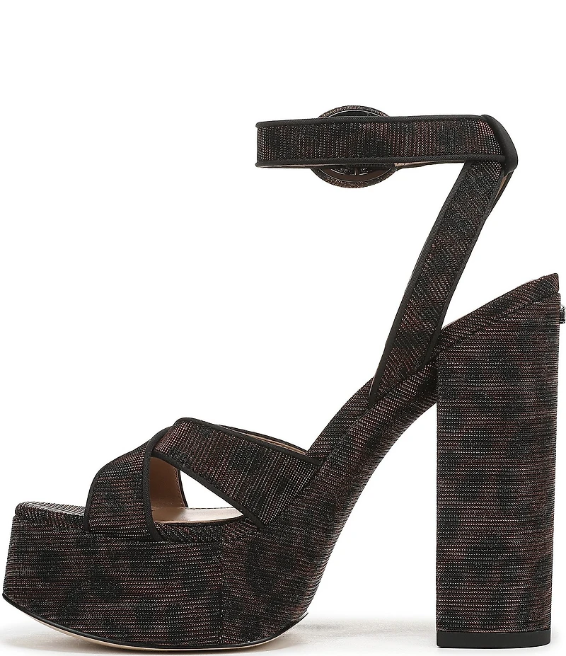 Sam Edelman Savannah Leopard Glitz Fabric Ankle Strap Platform Dress Sandals