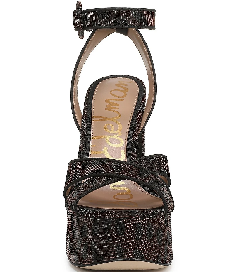 Sam Edelman Savannah Leopard Glitz Fabric Ankle Strap Platform Dress Sandals