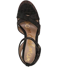 Sam Edelman Savannah Leopard Glitz Fabric Ankle Strap Platform Dress Sandals