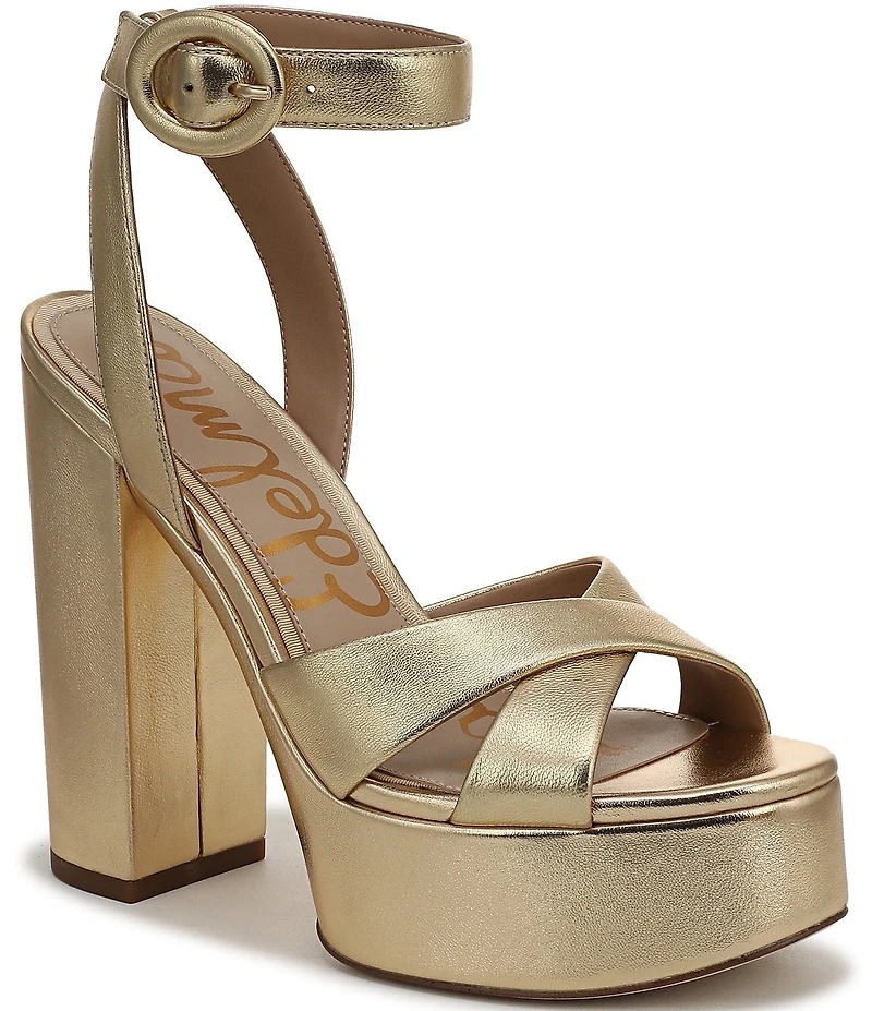 Sam Edelman Savannah Metallic Leather Ankle Strap Platform Dress Sandals