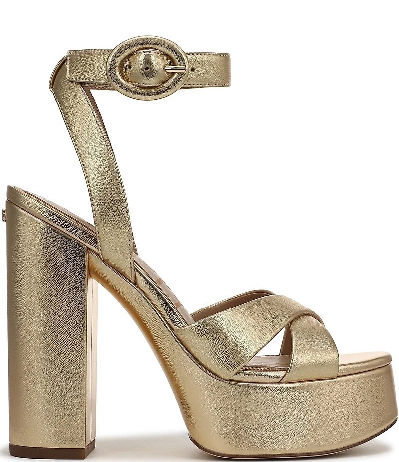 Sam Edelman Savannah Metallic Leather Ankle Strap Platform Dress Sandals