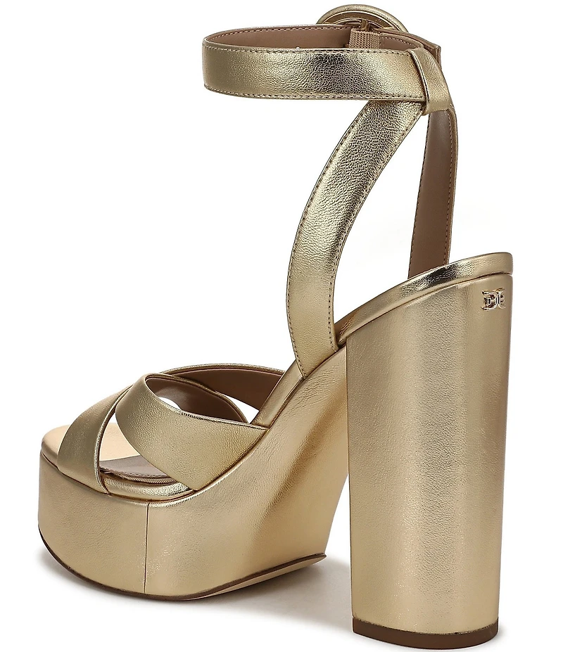 Sam Edelman Savannah Metallic Leather Ankle Strap Platform Dress Sandals