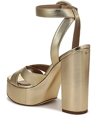 Sam Edelman Savannah Metallic Leather Ankle Strap Platform Dress Sandals