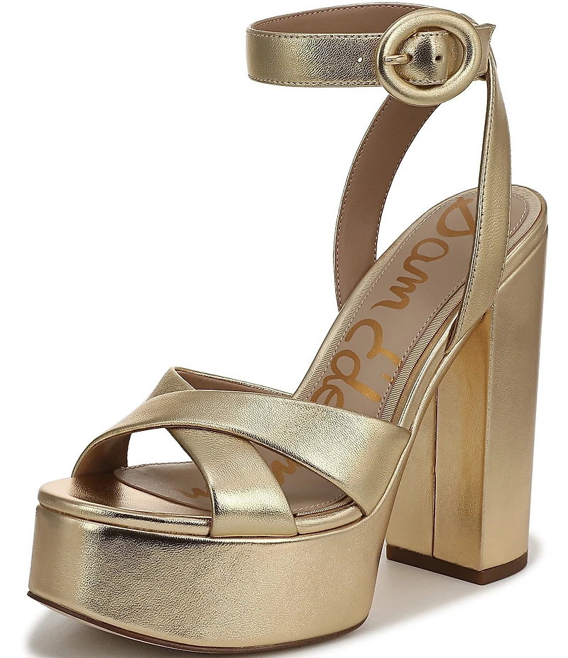 Sam Edelman Savannah Metallic Leather Ankle Strap Platform Dress Sandals