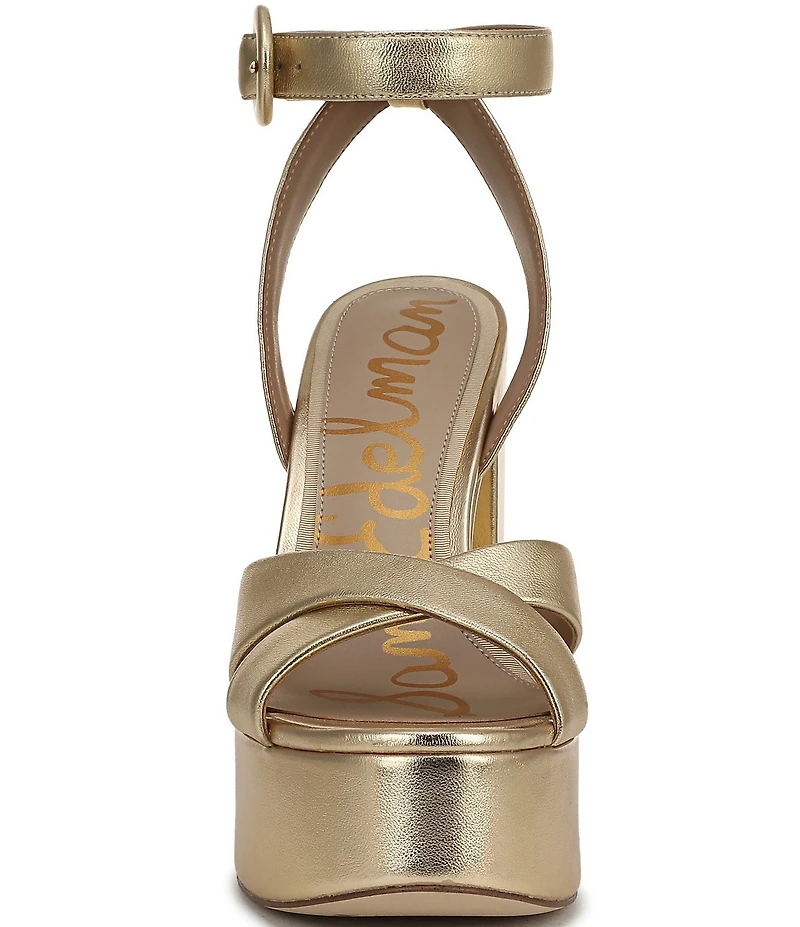 Sam Edelman Savannah Metallic Leather Ankle Strap Platform Dress Sandals