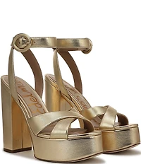 Sam Edelman Savannah Metallic Leather Ankle Strap Platform Dress Sandals