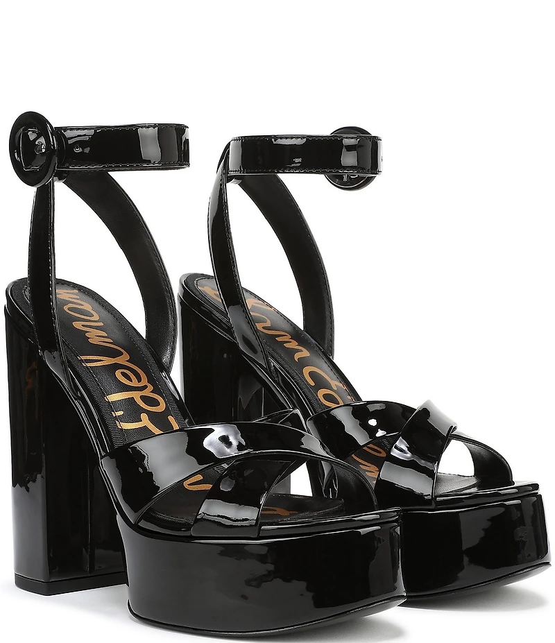 Sam Edelman Savannah Patent Leather Ankle Strap Platform Dress Sandals