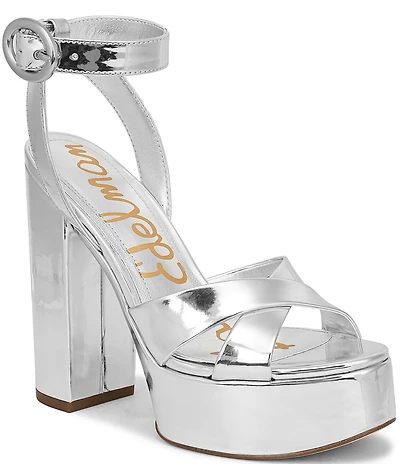 Sam Edelman Savannah Patent Leather Ankle Strap Platform Dress Sandals