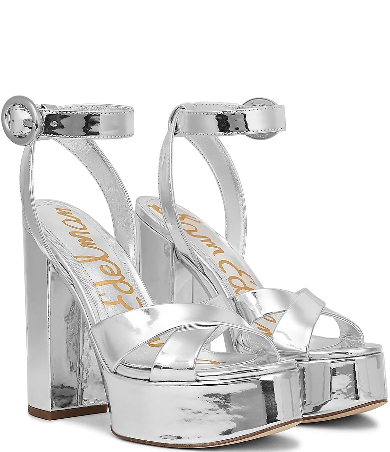 Sam Edelman Savannah Patent Leather Ankle Strap Platform Dress Sandals