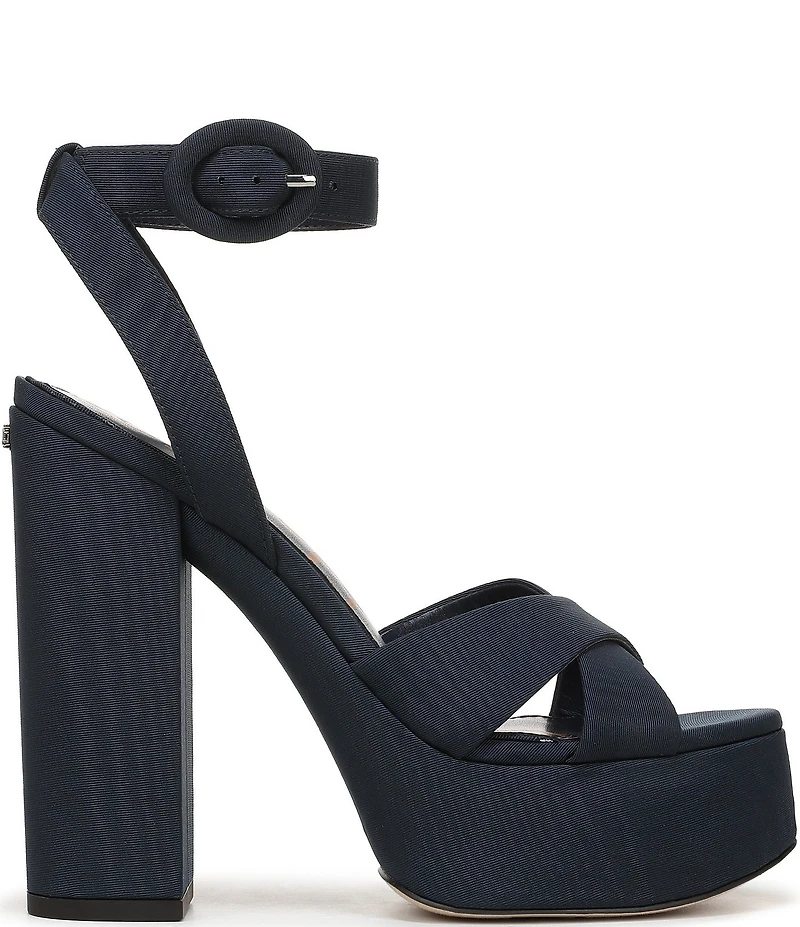 Sam Edelman Savannah Silk Fabric Ankle Strap Platform Dress Sandals