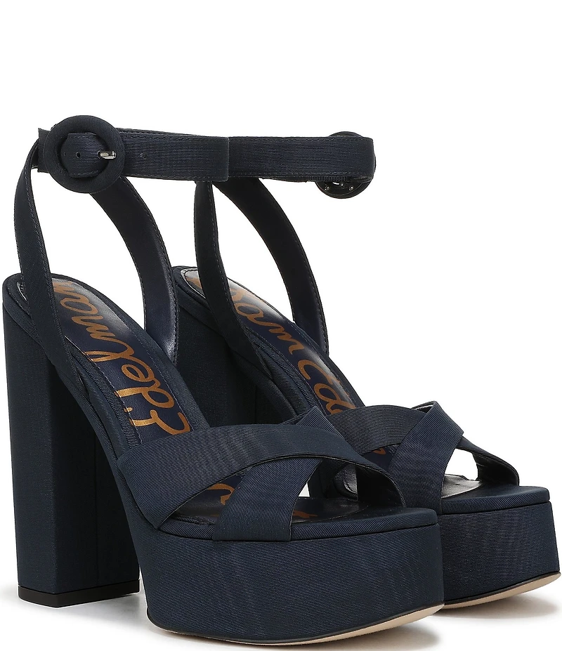 Sam Edelman Savannah Silk Fabric Ankle Strap Platform Dress Sandals