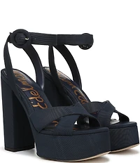 Sam Edelman Savannah Silk Fabric Ankle Strap Platform Dress Sandals