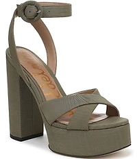 Sam Edelman Savannah Silk Fabric Ankle Strap Platform Dress Sandals