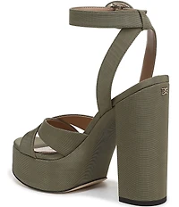 Sam Edelman Savannah Silk Fabric Ankle Strap Platform Dress Sandals