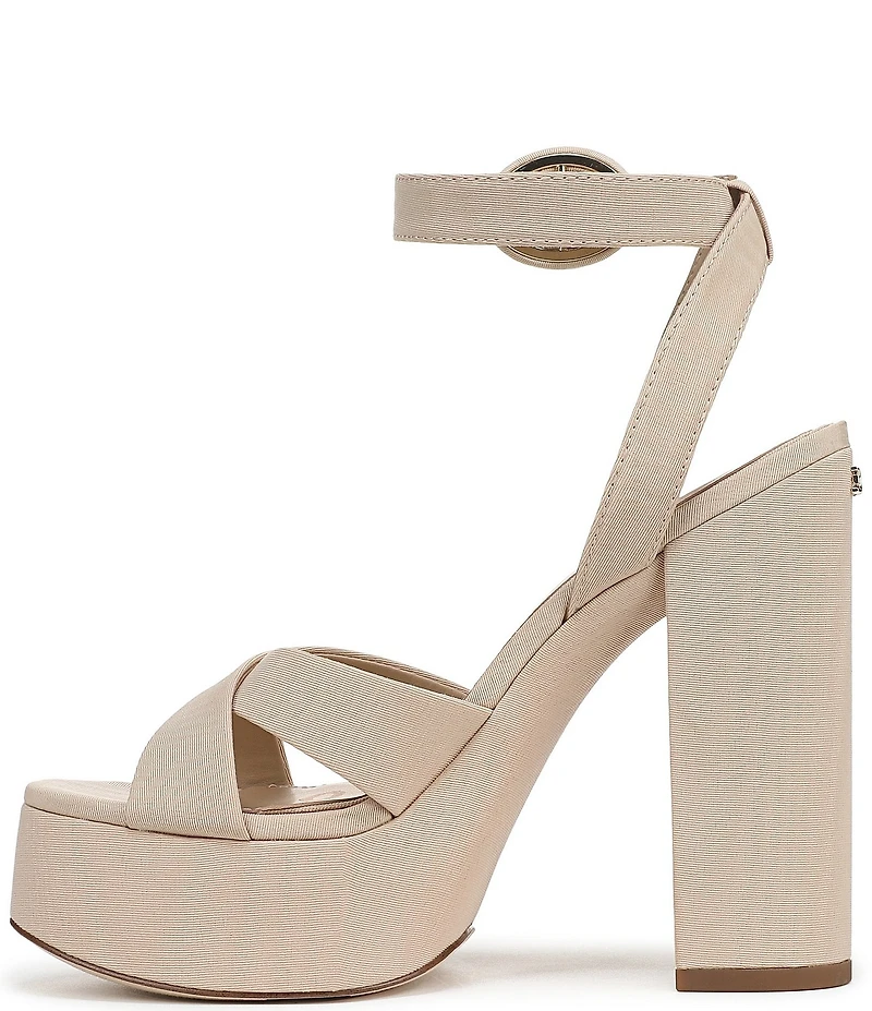 Sam Edelman Savannah Silk Fabric Ankle Strap Platform Dress Sandals