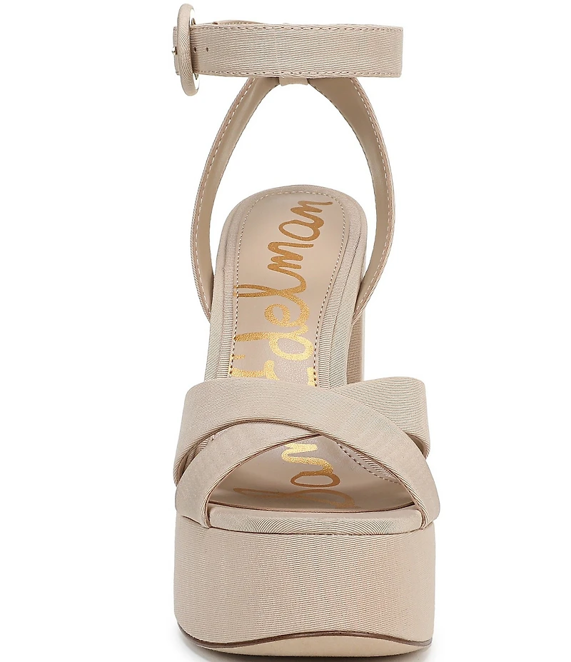 Sam Edelman Savannah Silk Fabric Ankle Strap Platform Dress Sandals