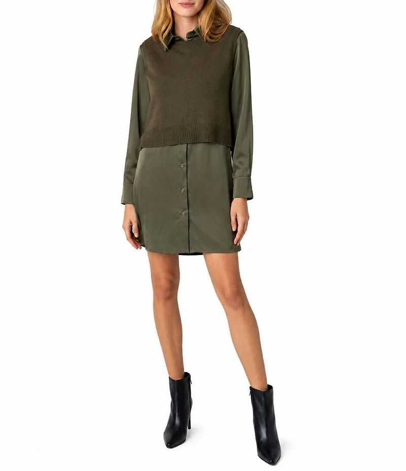 Sam Edelman Sweater Overlay Shirt Dress