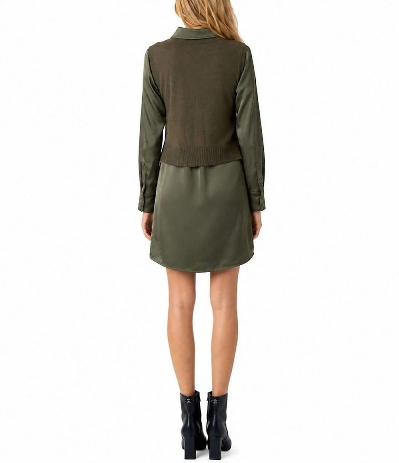 Sam Edelman Sweater Overlay Shirt Dress
