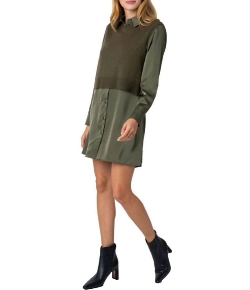 Sam Edelman Sweater Overlay Shirt Dress