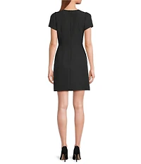 Sam Edelman Short Sleeve Bow Front Sheath Mini Dress