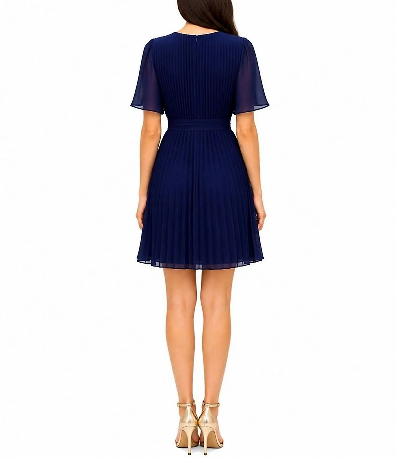 Sam Edelman Short Sleeve Pleated Mini A Line Dress