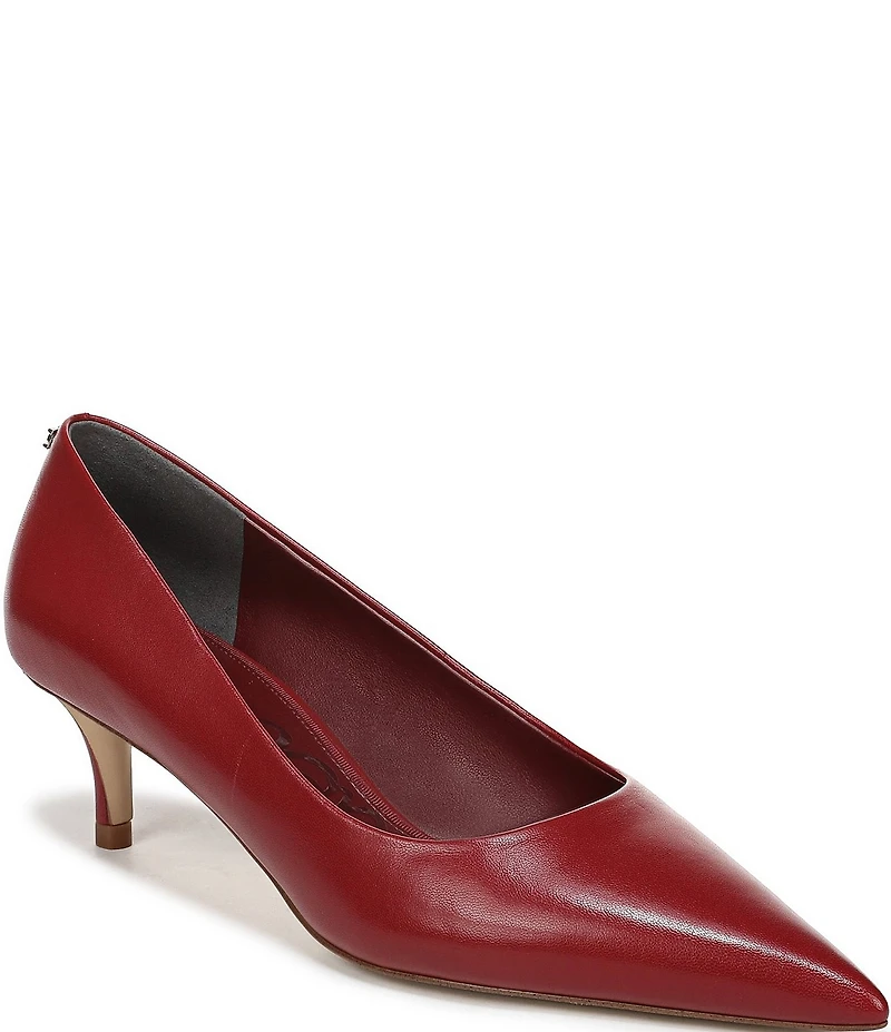 Sam Edelman Summer Leather Pointed Toe Kitten Heel Pumps