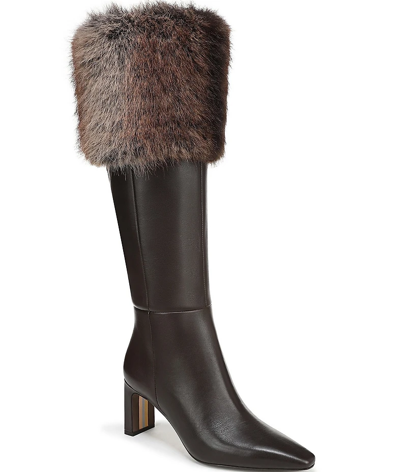 Sam Edelman Sylvia Cozy Leather Fur Detail Tall Boots
