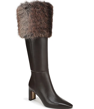 Sam Edelman Sylvia Cozy Leather Fur Detail Tall Boots
