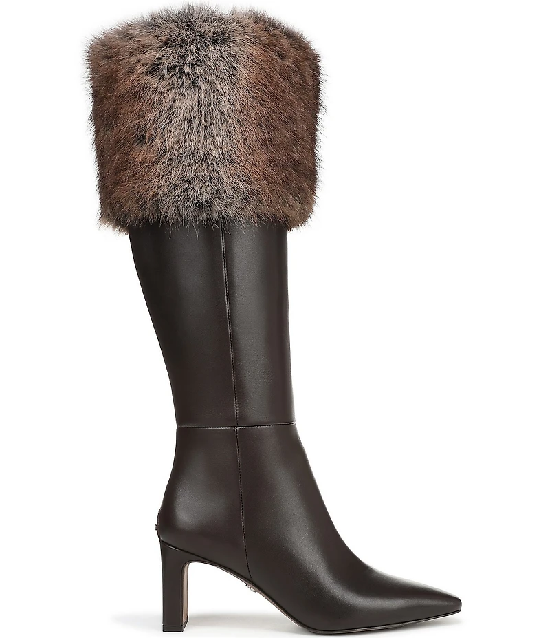 Sam Edelman Sylvia Cozy Leather Fur Detail Tall Boots