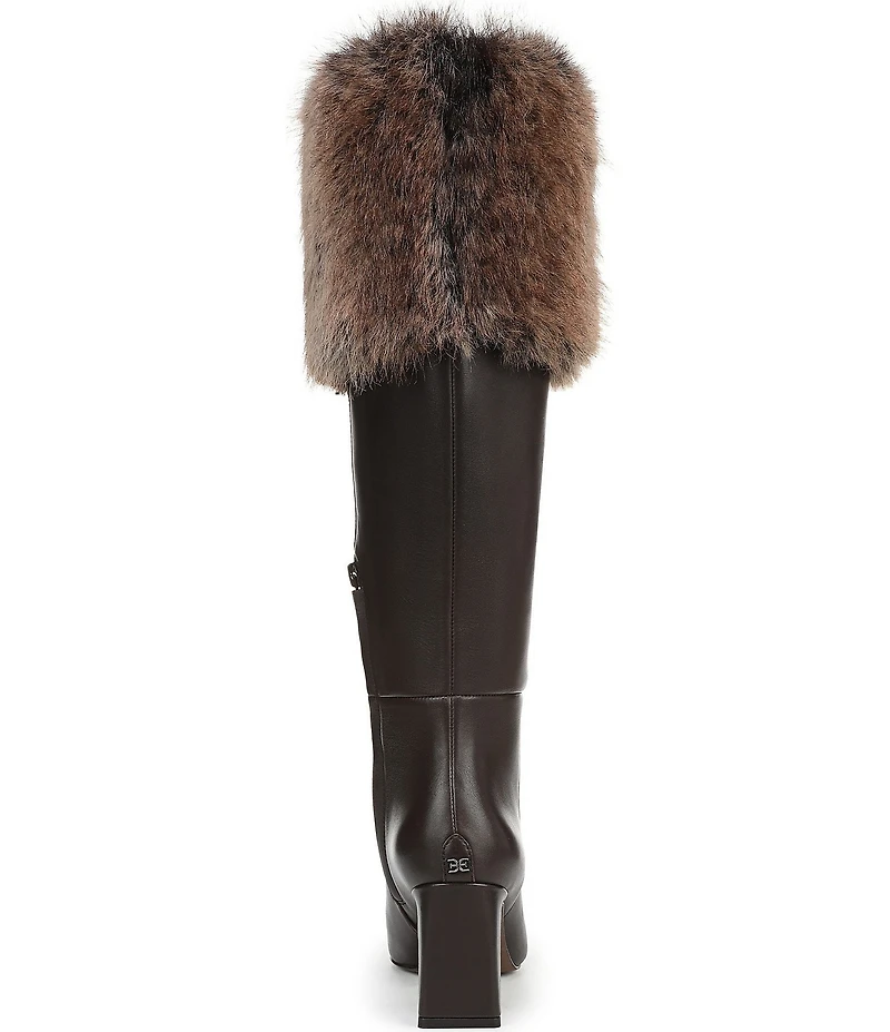 Sam Edelman Sylvia Cozy Leather Fur Detail Tall Boots
