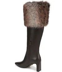 Sam Edelman Sylvia Cozy Leather Fur Detail Tall Boots