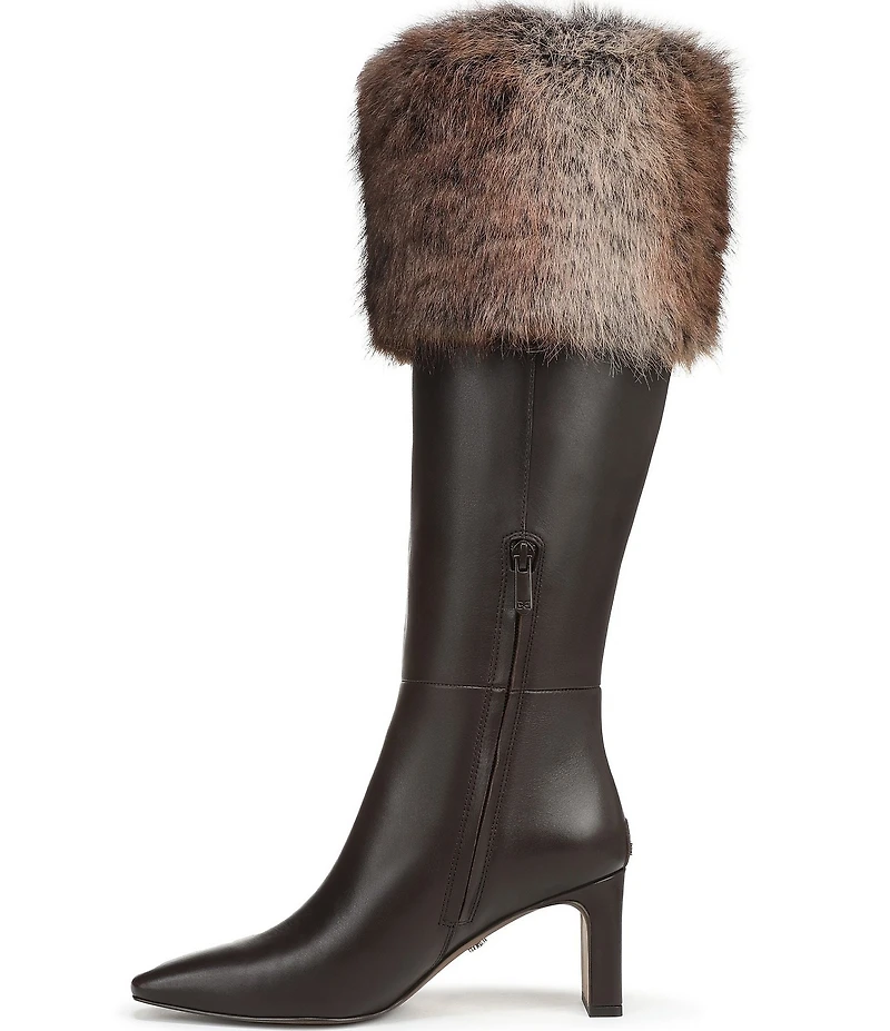 Sam Edelman Sylvia Cozy Leather Fur Detail Tall Boots