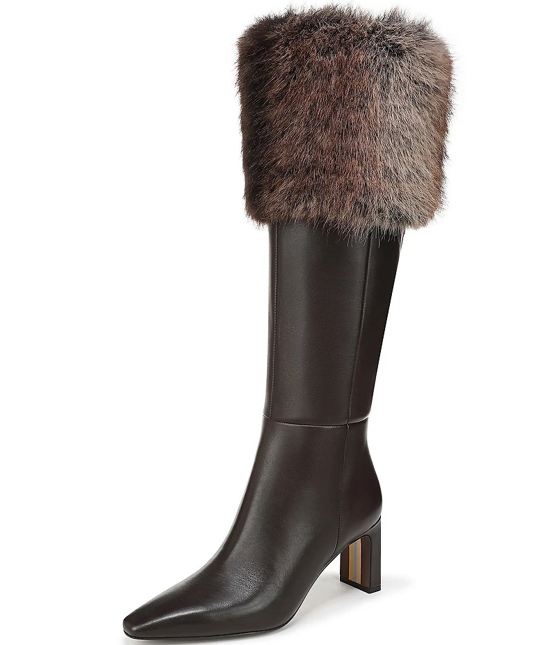 Sam Edelman Sylvia Cozy Leather Fur Detail Tall Boots