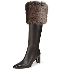 Sam Edelman Sylvia Cozy Leather Fur Detail Tall Boots