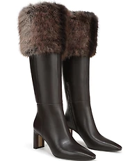 Sam Edelman Sylvia Cozy Leather Fur Detail Tall Boots