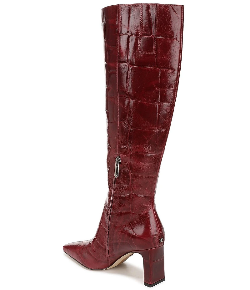 Sam Edelman Sylvia Croco Embossed Leather Tall Dress Boots